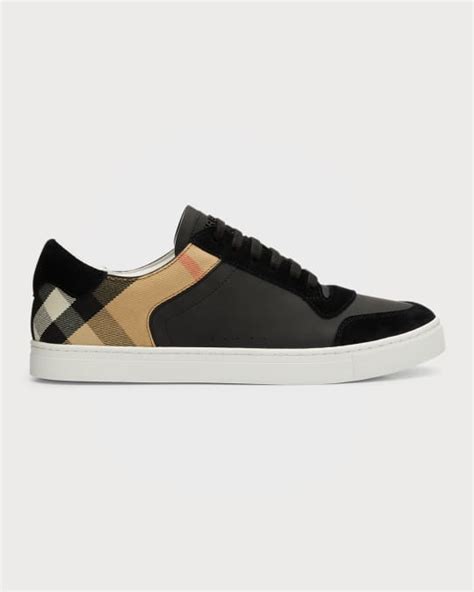 black burberry men's reeth leather low-top sneakers|Burberry Men's Reeth Leather House Check Low.